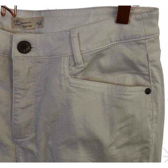 J Jill Womens White Denim Pants Smooth Fit Straight Leg Size 12 Petite 5 Pockets - Picture 7 of 8